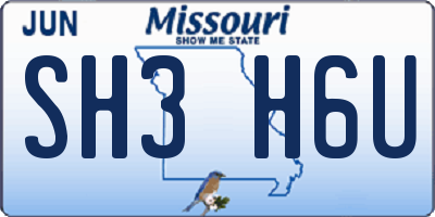 MO license plate SH3H6U