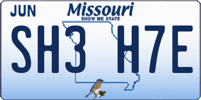 MO license plate SH3H7E