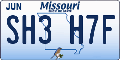 MO license plate SH3H7F