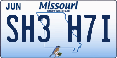 MO license plate SH3H7I