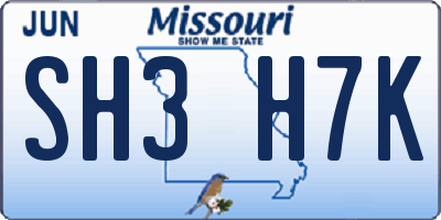 MO license plate SH3H7K