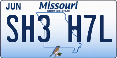 MO license plate SH3H7L