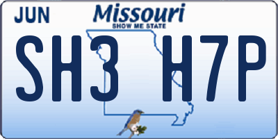 MO license plate SH3H7P