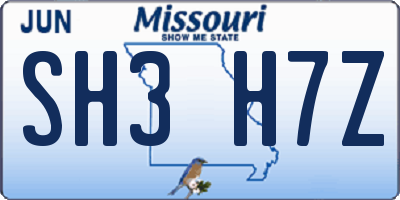MO license plate SH3H7Z