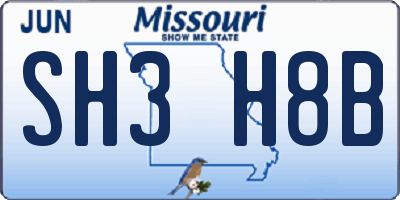 MO license plate SH3H8B