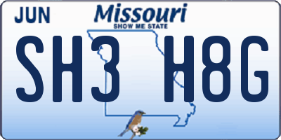 MO license plate SH3H8G