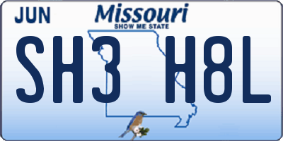 MO license plate SH3H8L