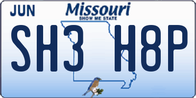 MO license plate SH3H8P