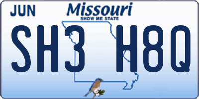 MO license plate SH3H8Q