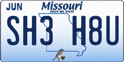 MO license plate SH3H8U