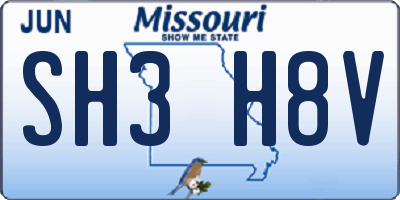 MO license plate SH3H8V