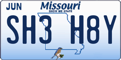 MO license plate SH3H8Y