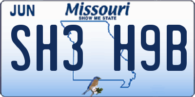 MO license plate SH3H9B