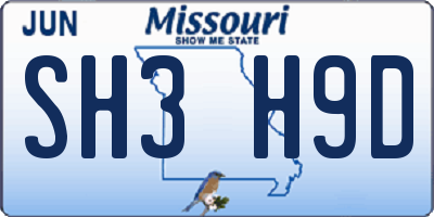MO license plate SH3H9D