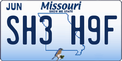 MO license plate SH3H9F