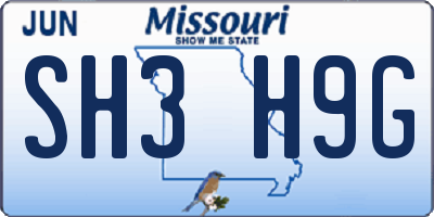 MO license plate SH3H9G