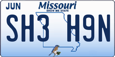 MO license plate SH3H9N