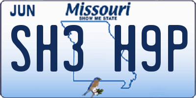 MO license plate SH3H9P