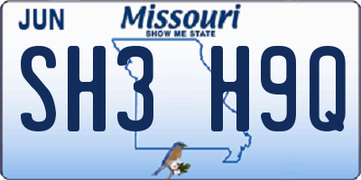 MO license plate SH3H9Q