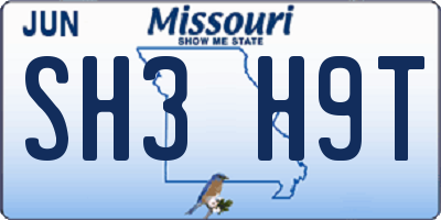MO license plate SH3H9T