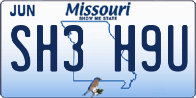 MO license plate SH3H9U