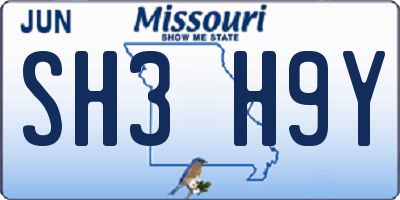 MO license plate SH3H9Y