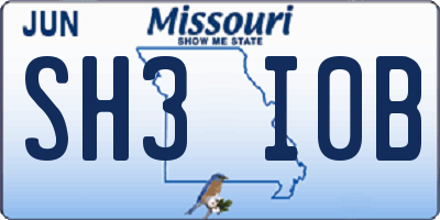 MO license plate SH3I0B