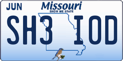 MO license plate SH3I0D
