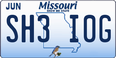 MO license plate SH3I0G