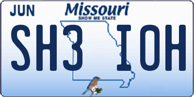 MO license plate SH3I0H
