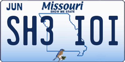 MO license plate SH3I0I