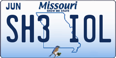 MO license plate SH3I0L