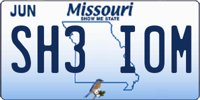 MO license plate SH3I0M