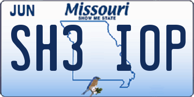 MO license plate SH3I0P