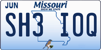 MO license plate SH3I0Q
