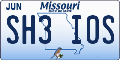 MO license plate SH3I0S