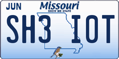 MO license plate SH3I0T