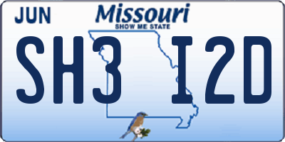 MO license plate SH3I2D