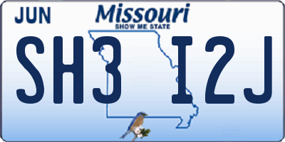 MO license plate SH3I2J