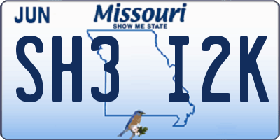 MO license plate SH3I2K