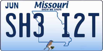 MO license plate SH3I2T