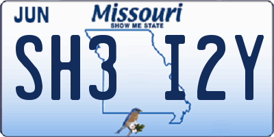 MO license plate SH3I2Y