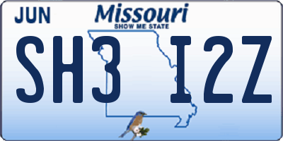 MO license plate SH3I2Z