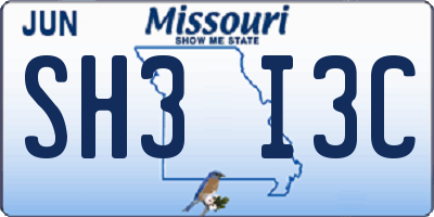 MO license plate SH3I3C