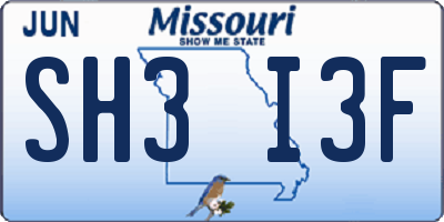 MO license plate SH3I3F