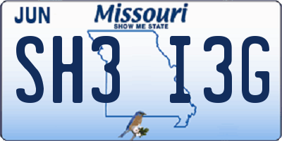 MO license plate SH3I3G