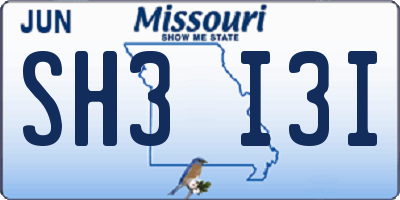 MO license plate SH3I3I