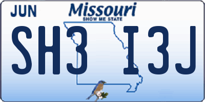 MO license plate SH3I3J
