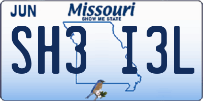 MO license plate SH3I3L