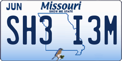 MO license plate SH3I3M